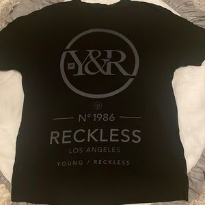 Black ‘Young & Reckless (Y&R)’ t- shirt —- Size Large —- Like New